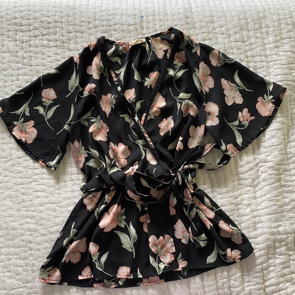 Floral Wrap Peplum Top